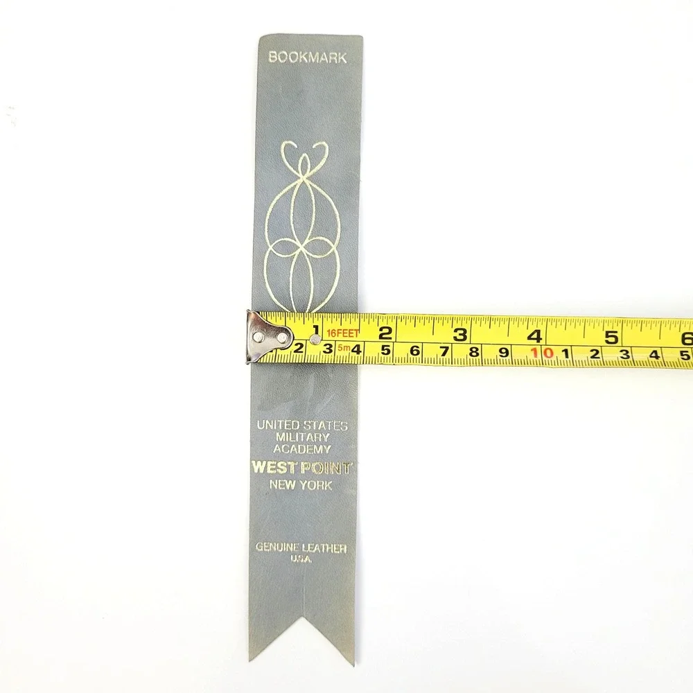 Vintage 50s Military Academy Leather Bookmark West Point New York USA 1950s gray
